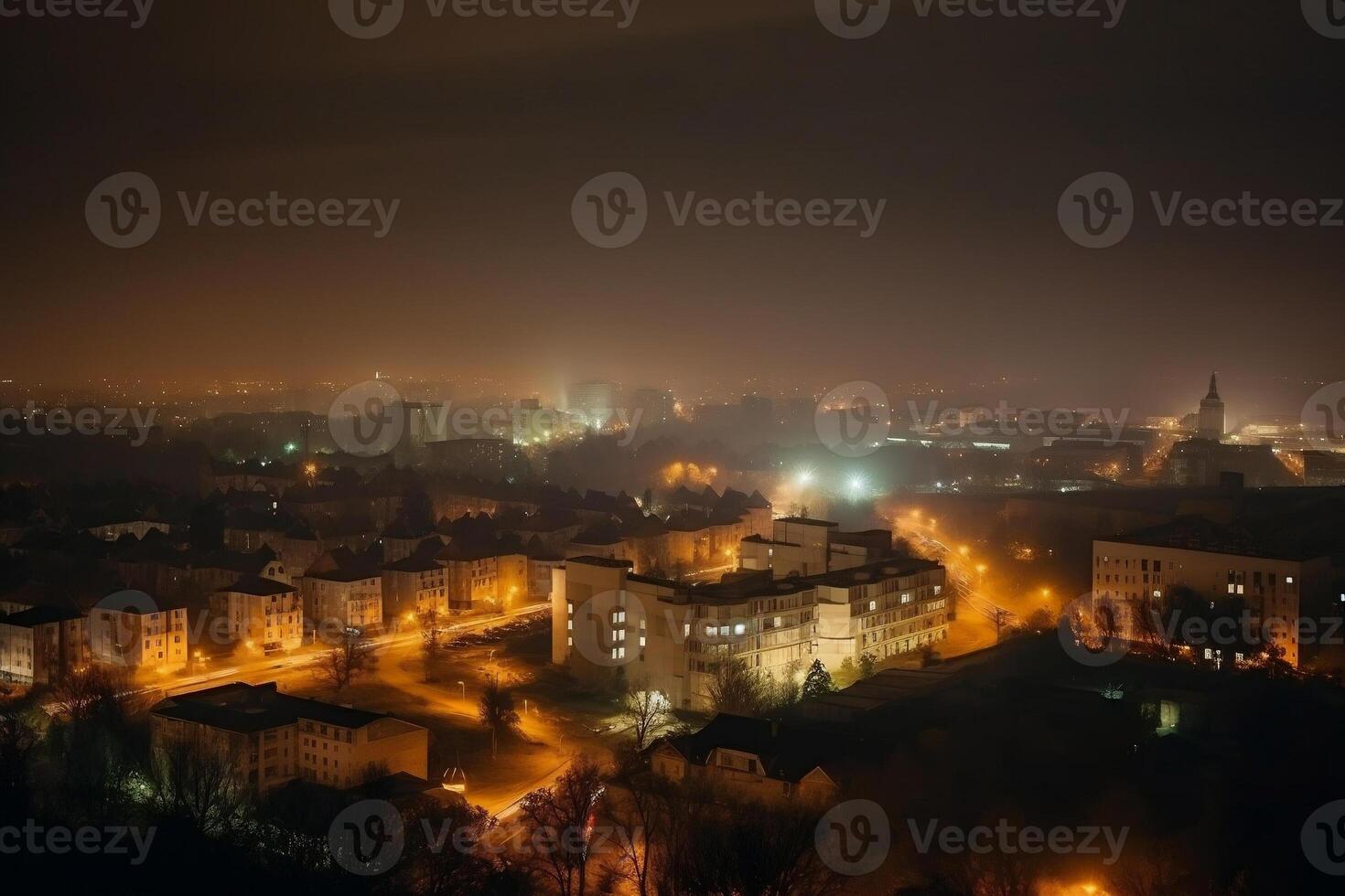 noche ciudad panorama. ai generado foto