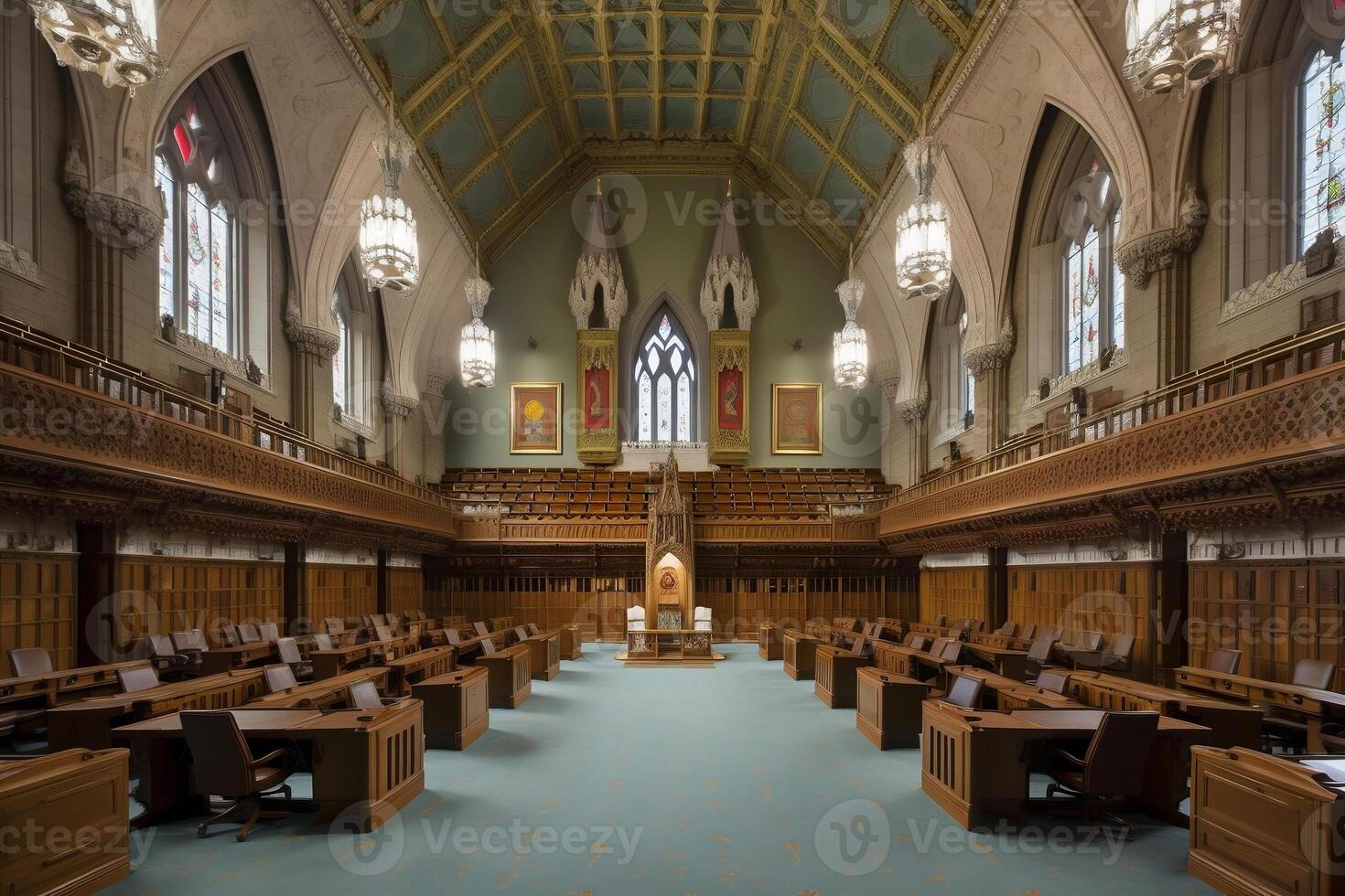 interior de el parlamento. ai generado foto