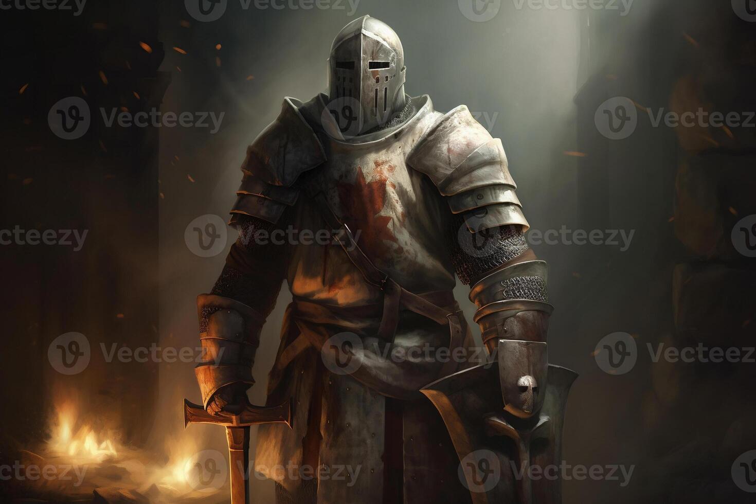 Crusader in armor. photo