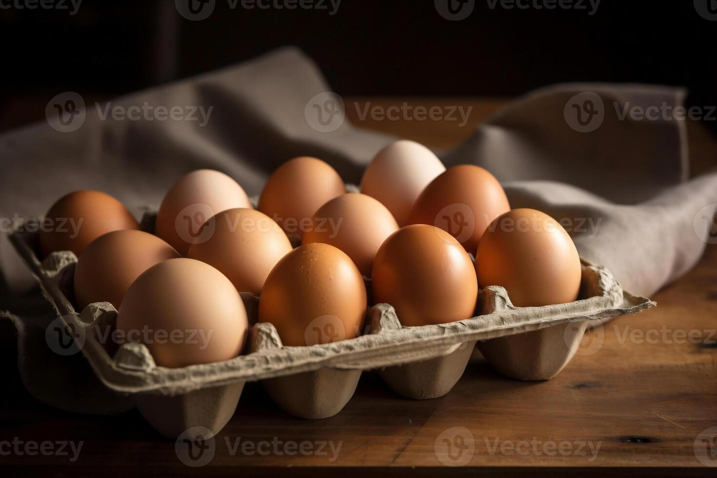 Chicken eggs in a tray. photo