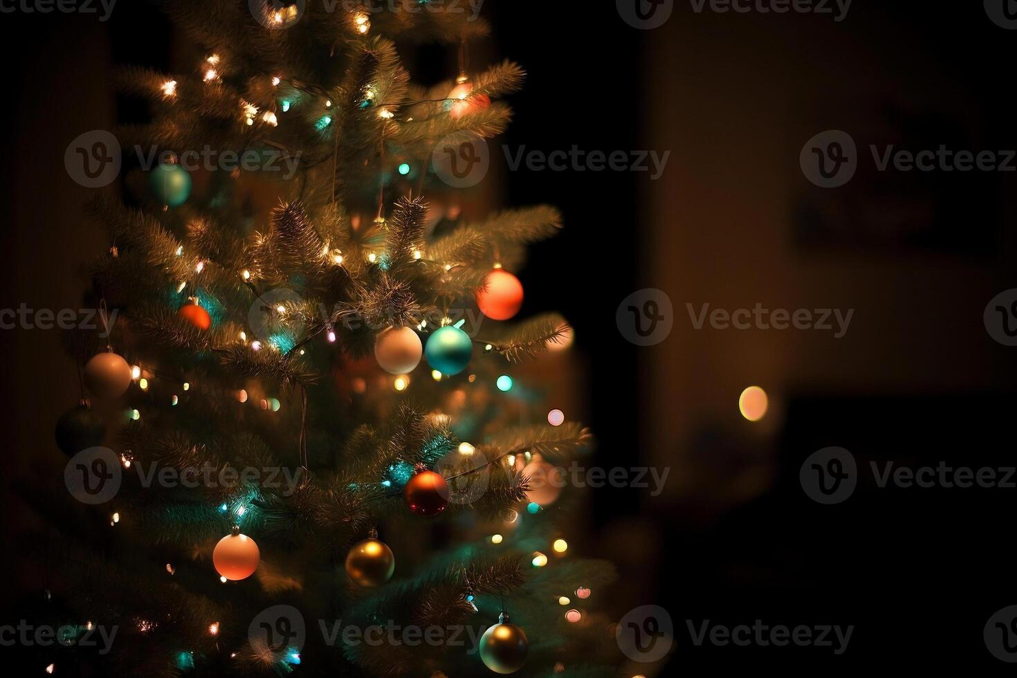 Christmas tree in the room. photo