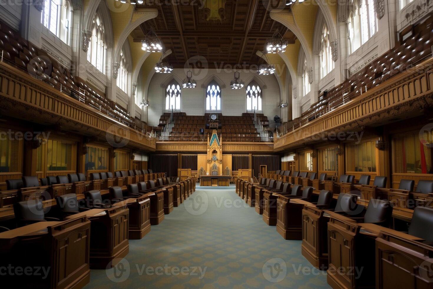 interior de el parlamento. ai generado foto