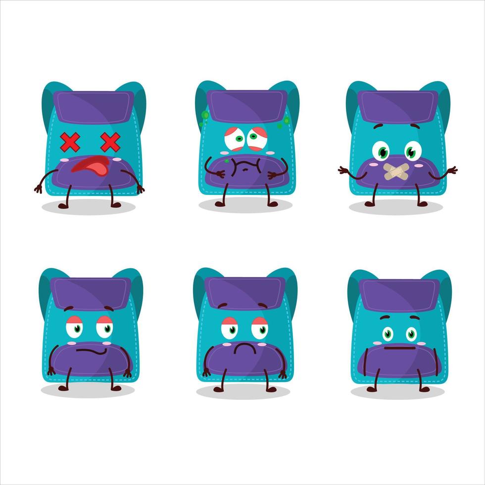 Blue bag cartoon character with nope expression vector