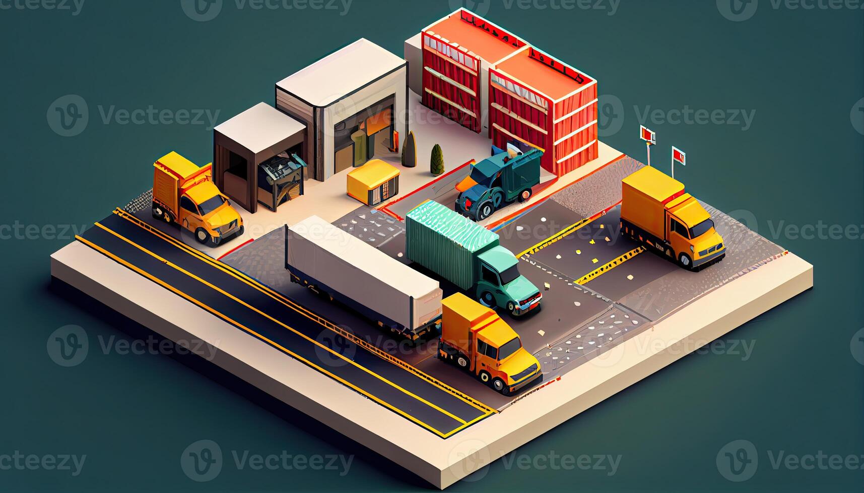 Isometric diorama of a logistic and transportation concept photo