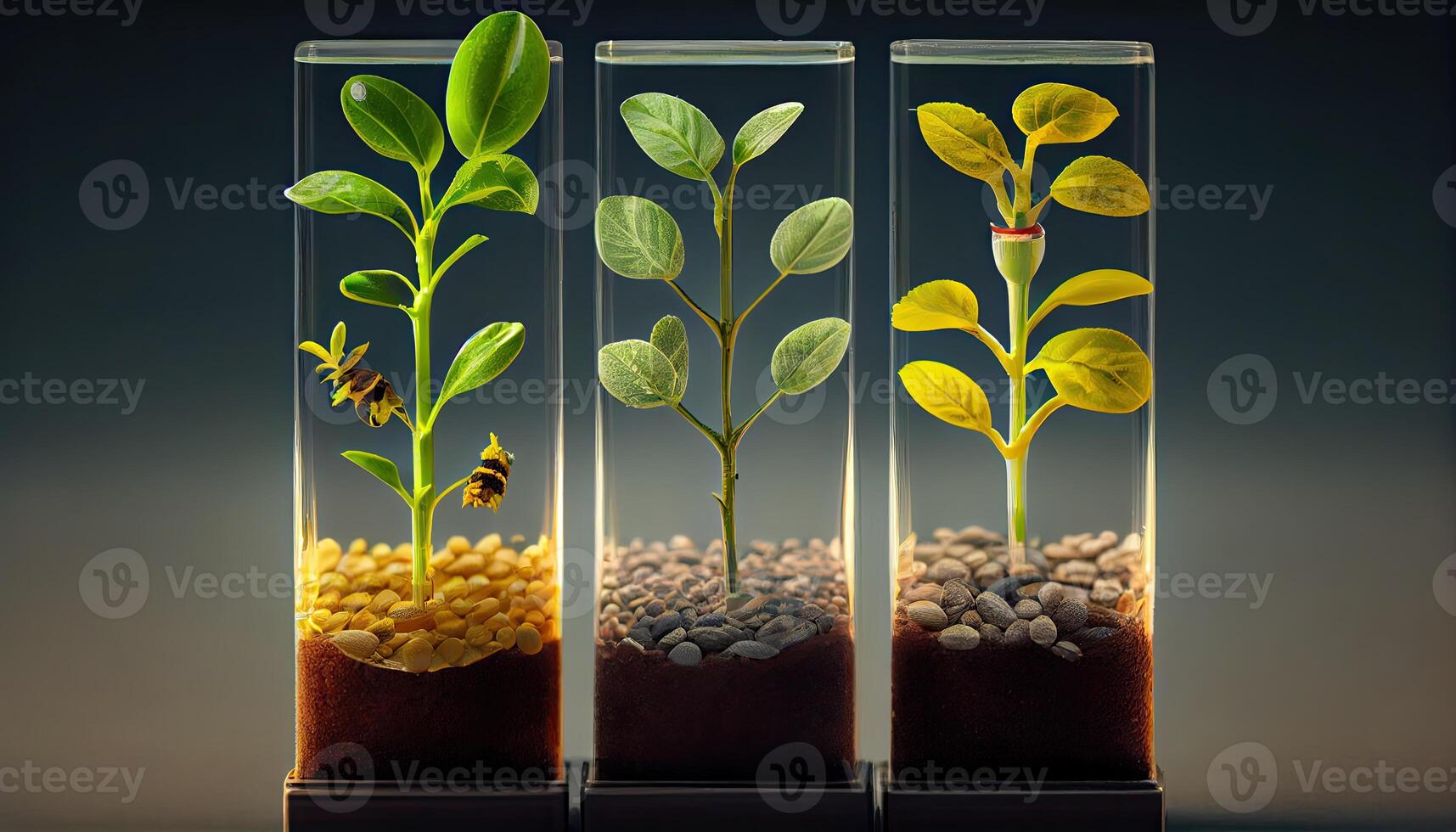 Plant seeds in test tubes for genetics research. Laboratory Analysis of Agricultural Commodities photo