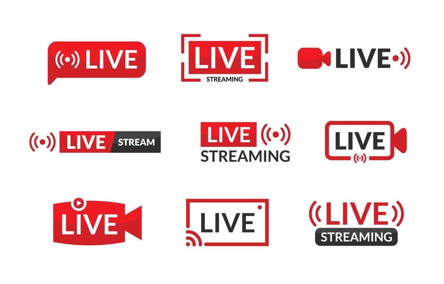 Set of Live Streaming Event Label Badge vector