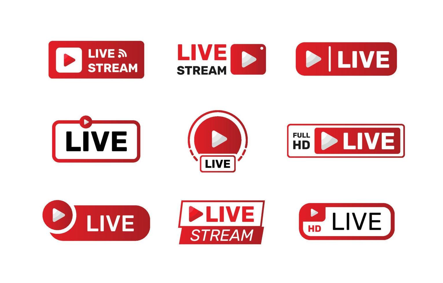 Live Streaming Badge Label Colllection vector
