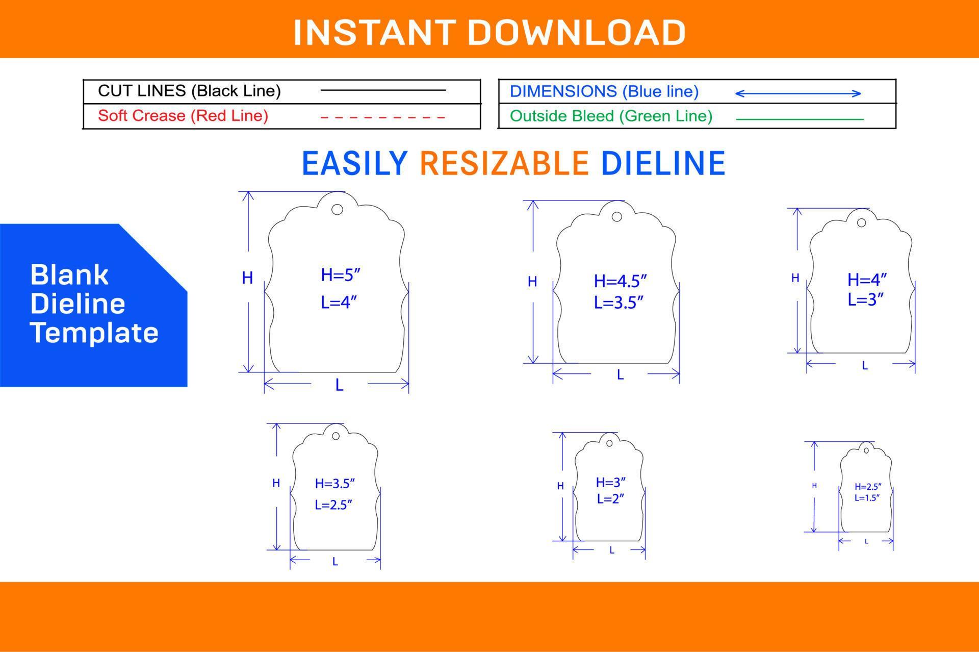 Tagline set dieline template and 3D vector file Blank dieline template