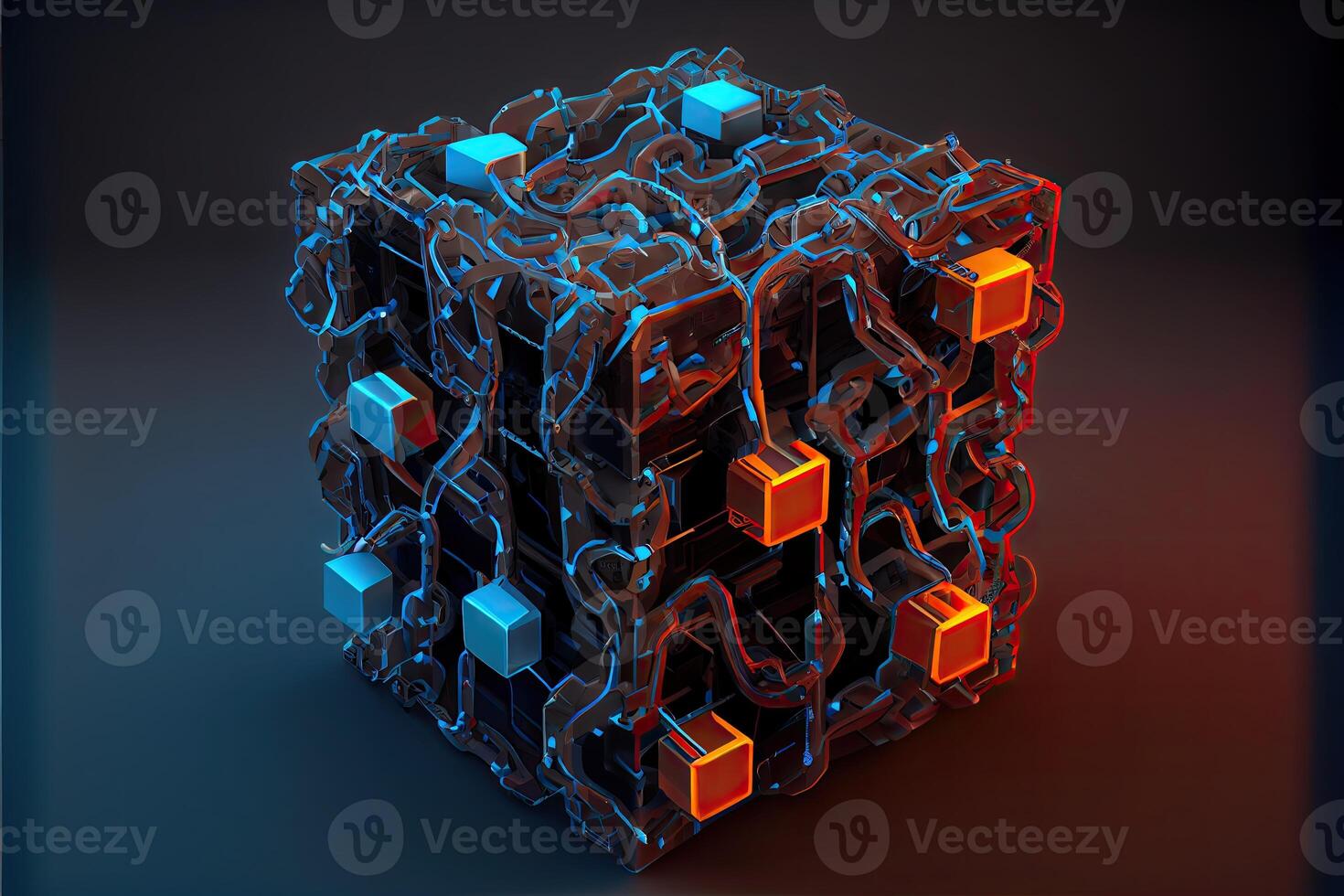 Block chain concept Chain of network connections photo