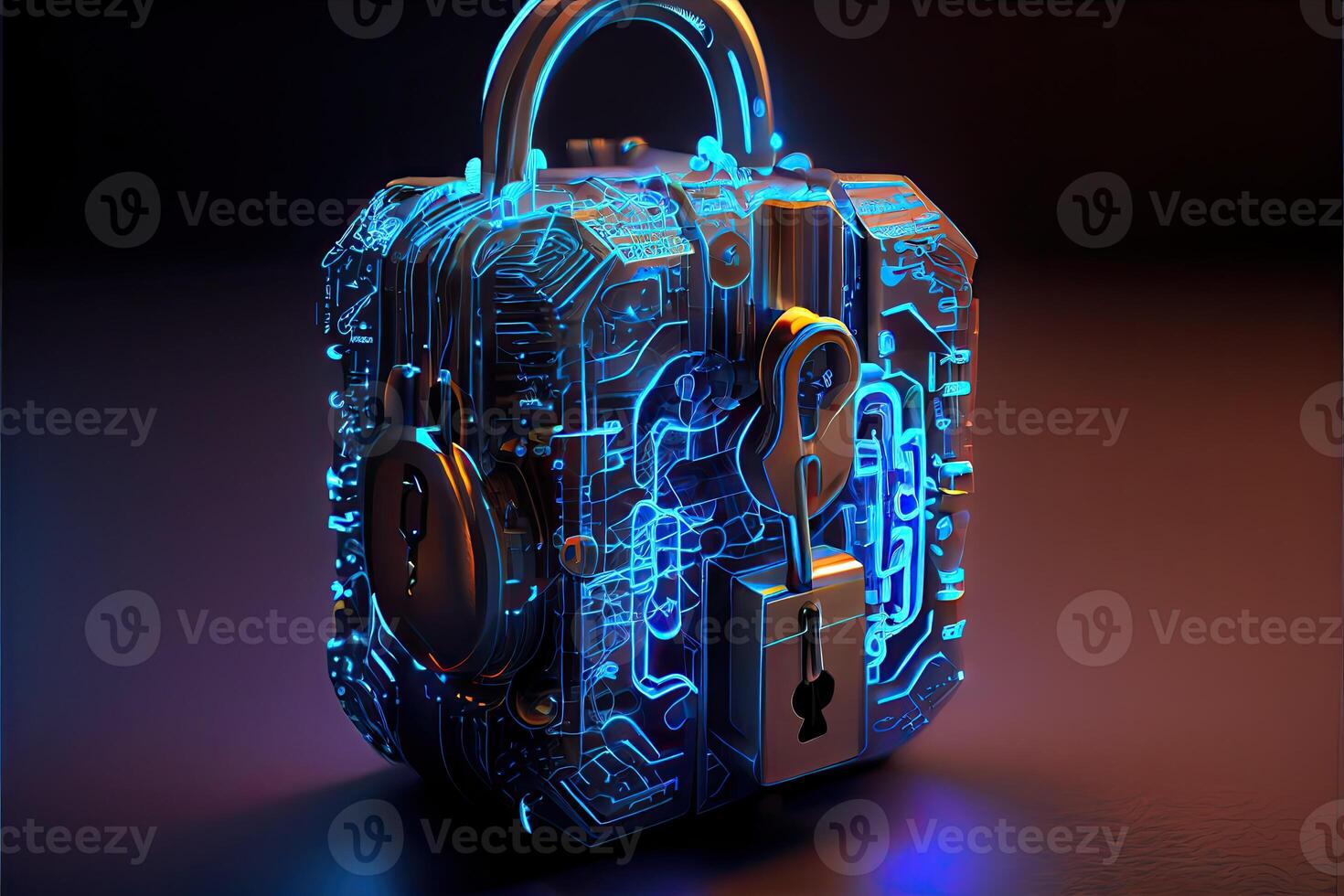 Cyber security network. digital padlock with data protection, technology networking and social network photo