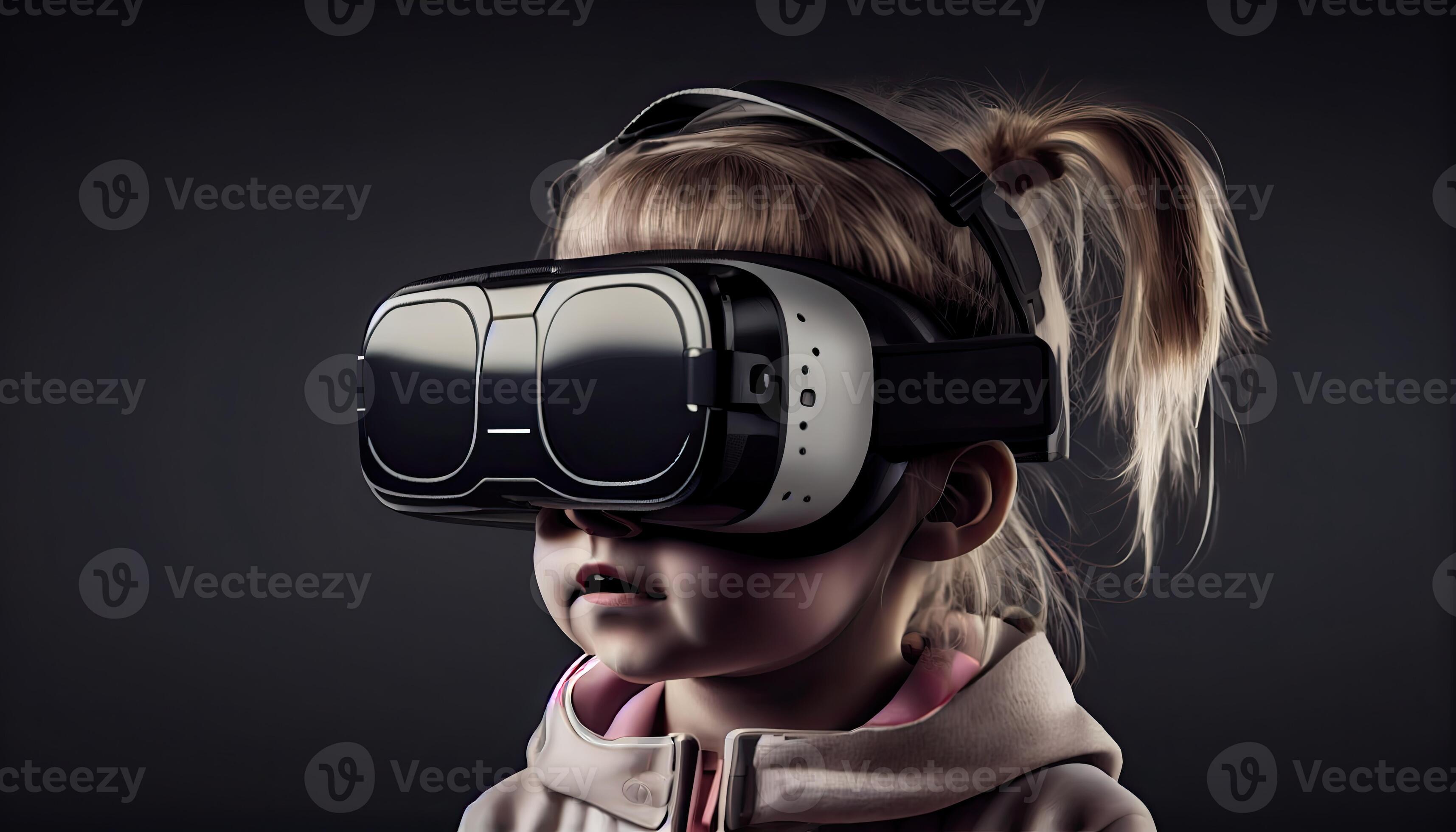 AI Metaverse concept collage design with wearing VR headset with smart ...