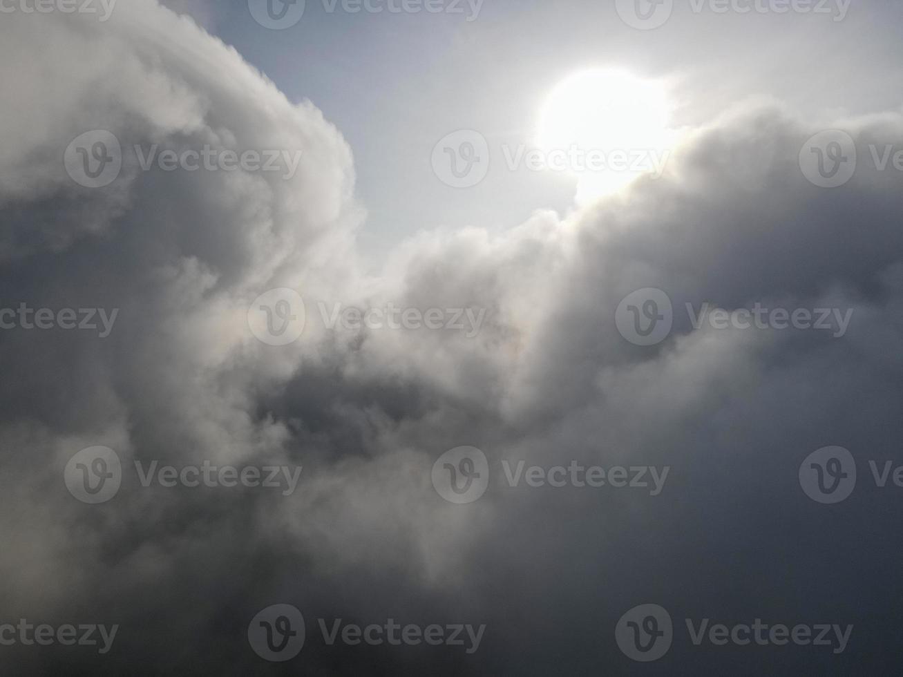 Aerial view at the thick cloud and sun photo