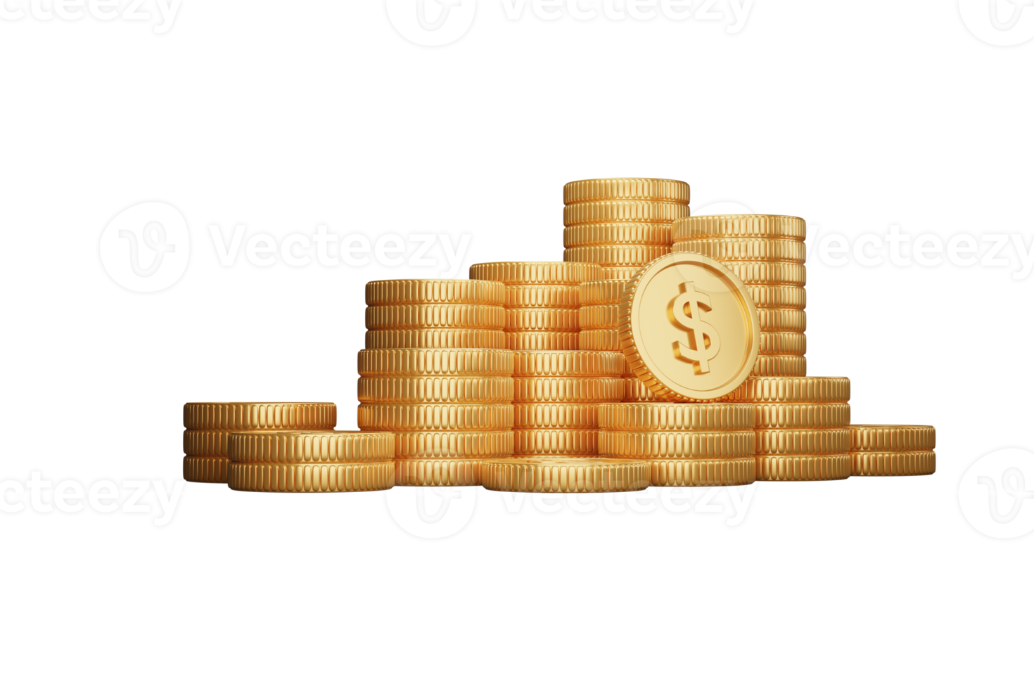 stack Gold coins 3D rendering illustration transparency png