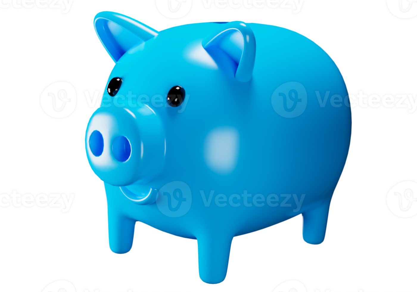 3d rendering Blue piggy bank background illustration transparency png