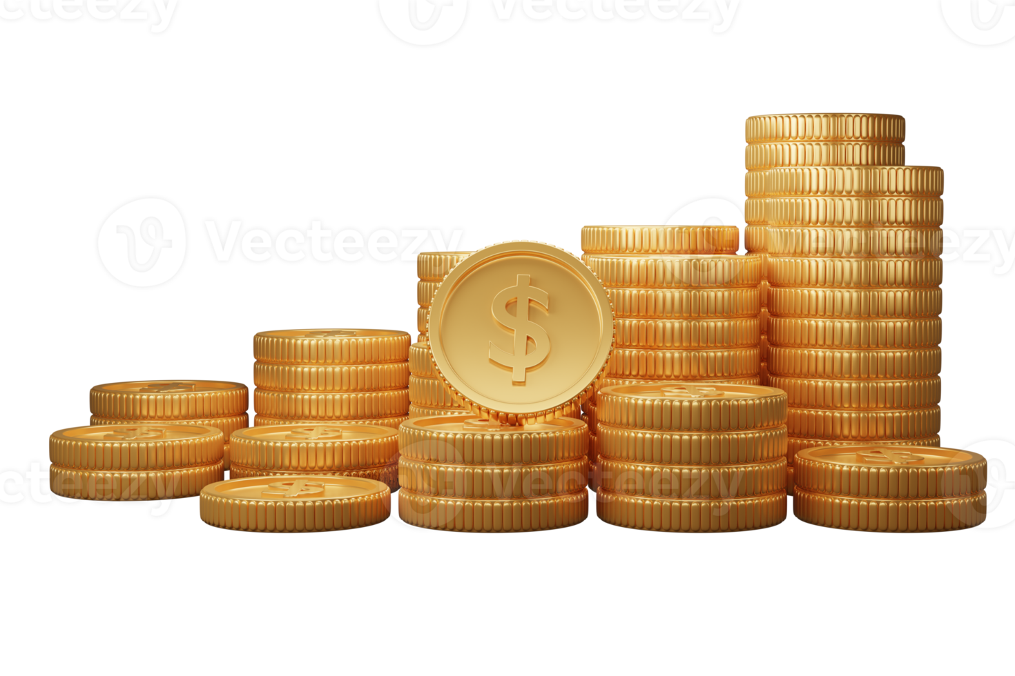 stack Gold coins 3D rendering illustration transparency png
