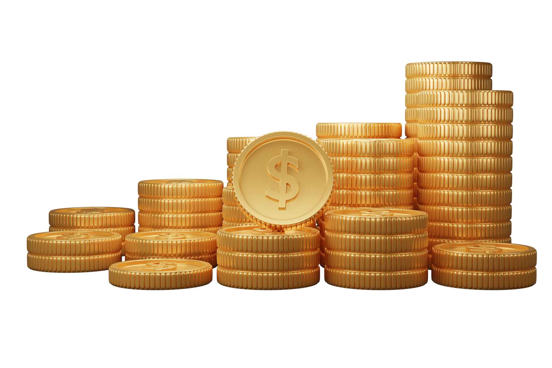 stack Gold coins 3D rendering illustration transparency 22721606 PNG