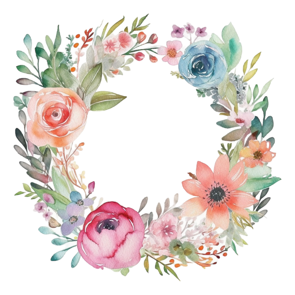 Spring flower wreath watercolor 22721658 PNG
