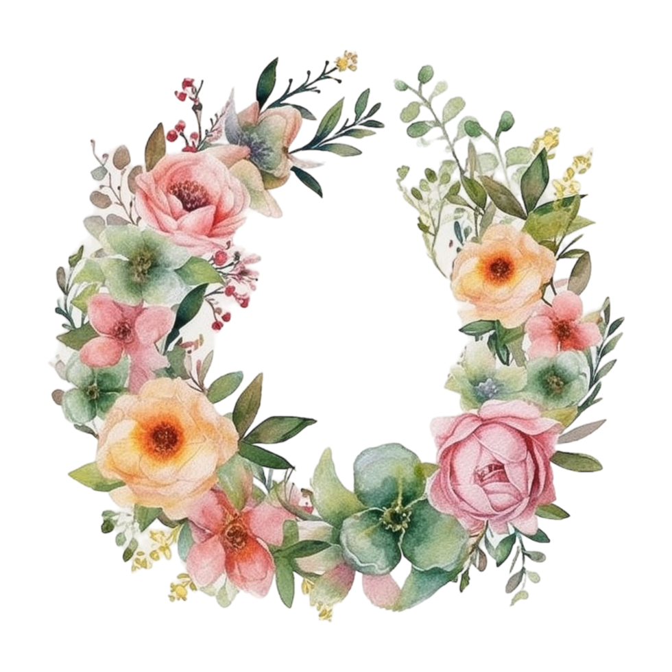 Spring flower wreath watercolor png