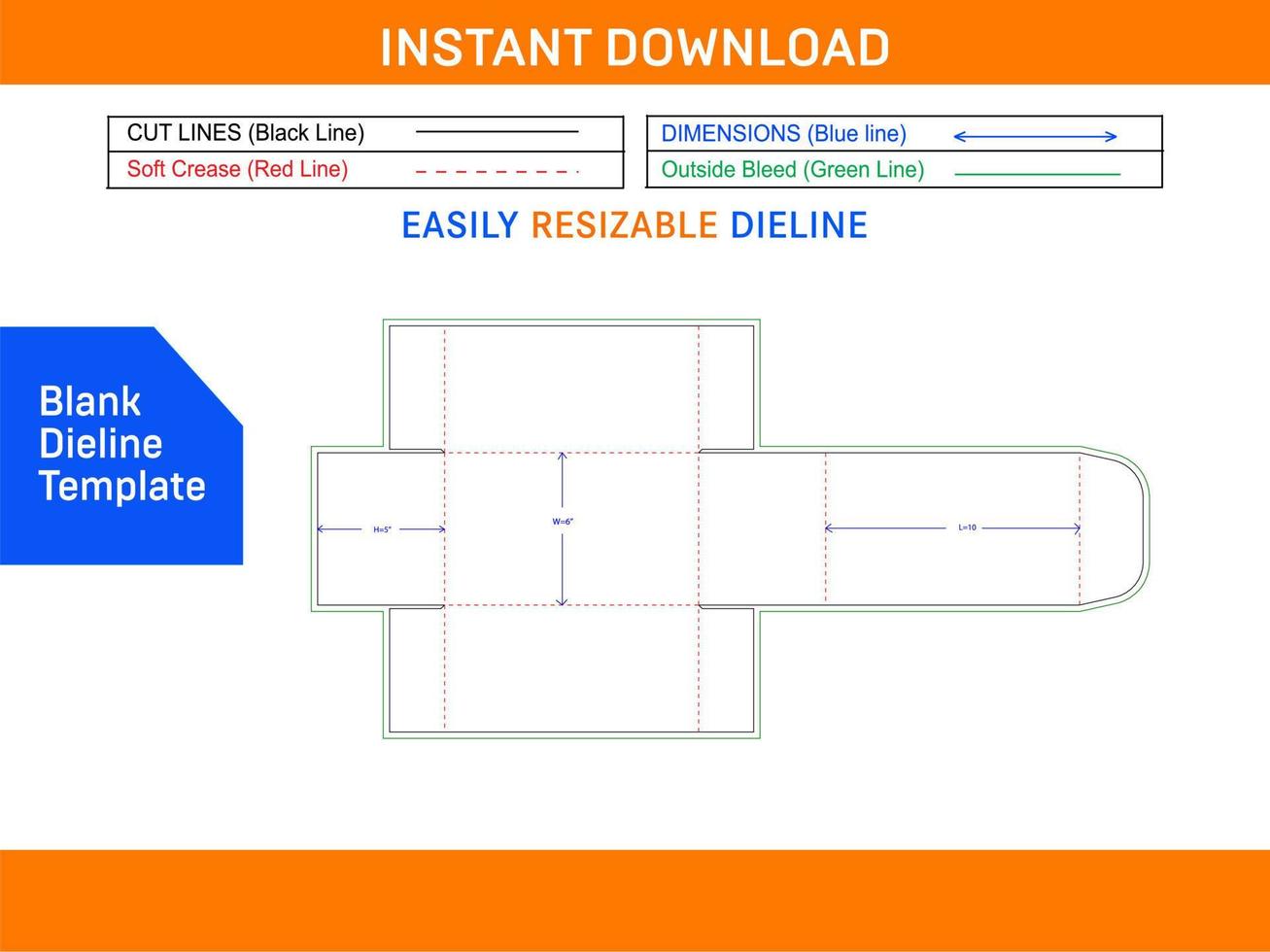 Rigid foldable cardboard gift box dieline template and 3D box design Blank dieline template vector