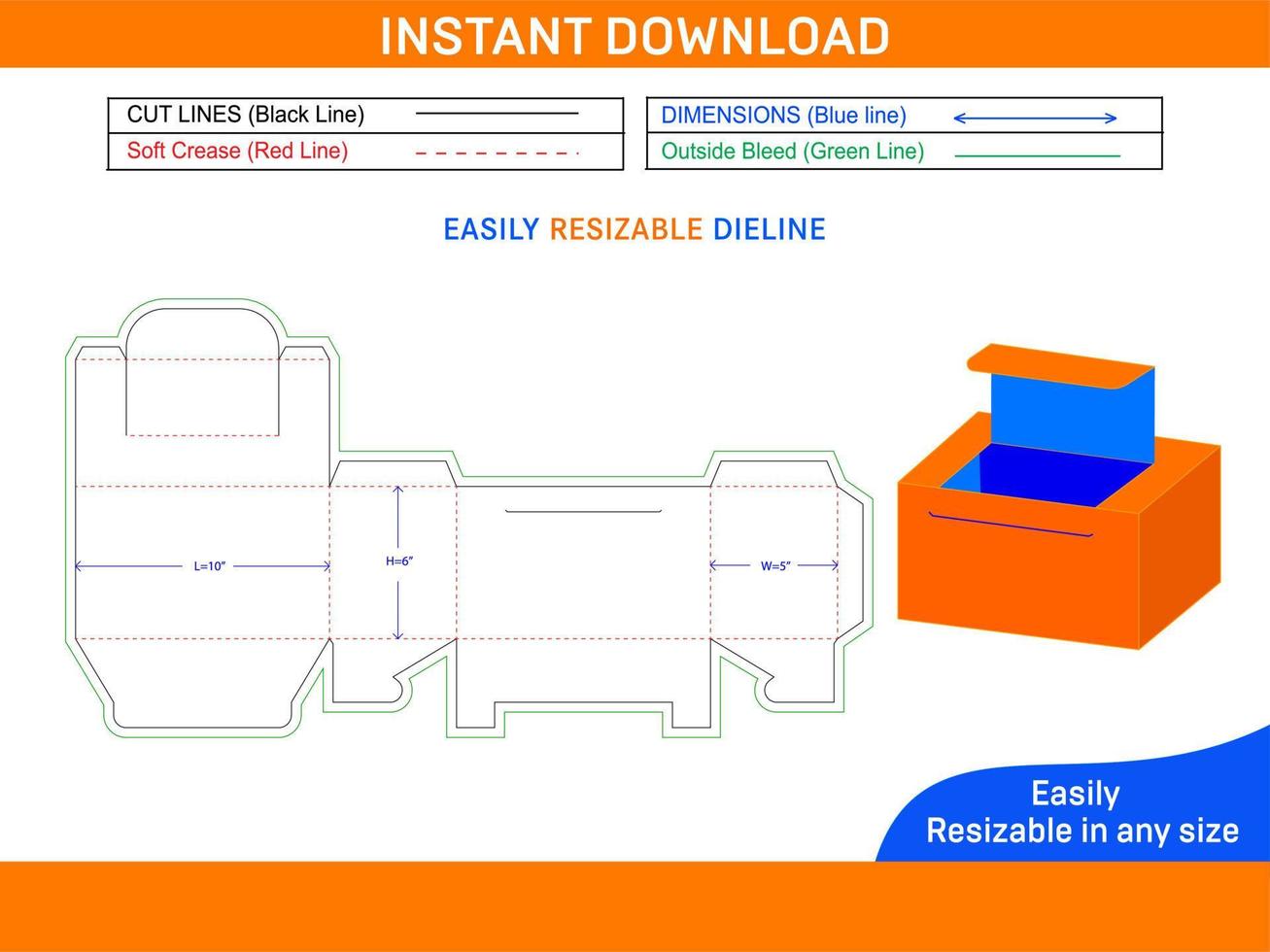 Customized design box dieline template and 3D vector file Box dieline and 3D box