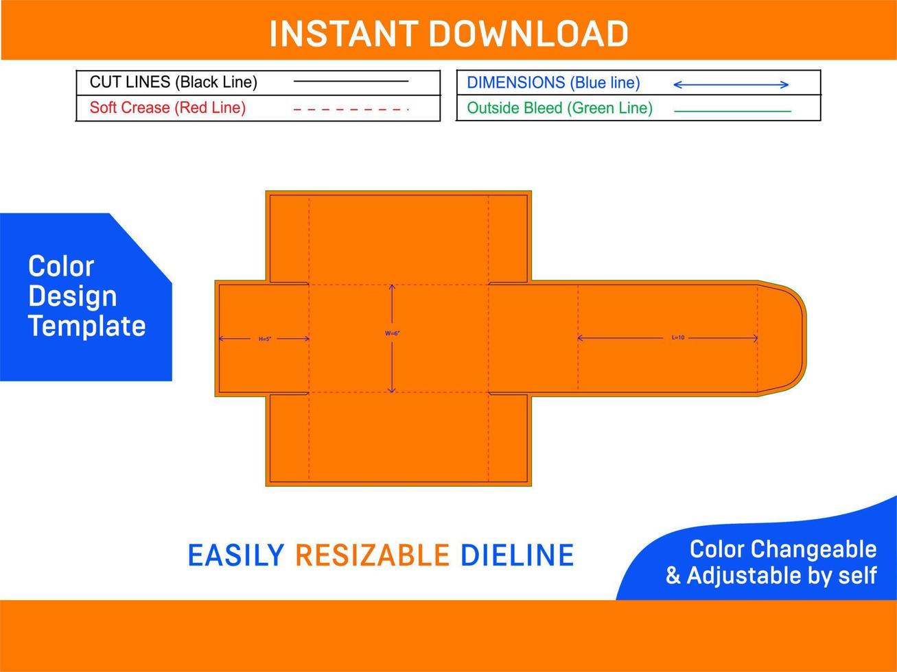 Rigid foldable cardboard gift box dieline template and 3D box design Color Design Template vector