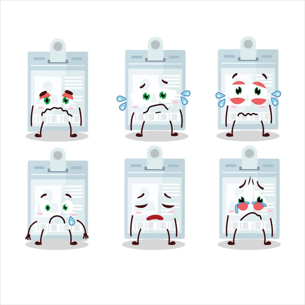 ID card cartoon character with sad expression vector