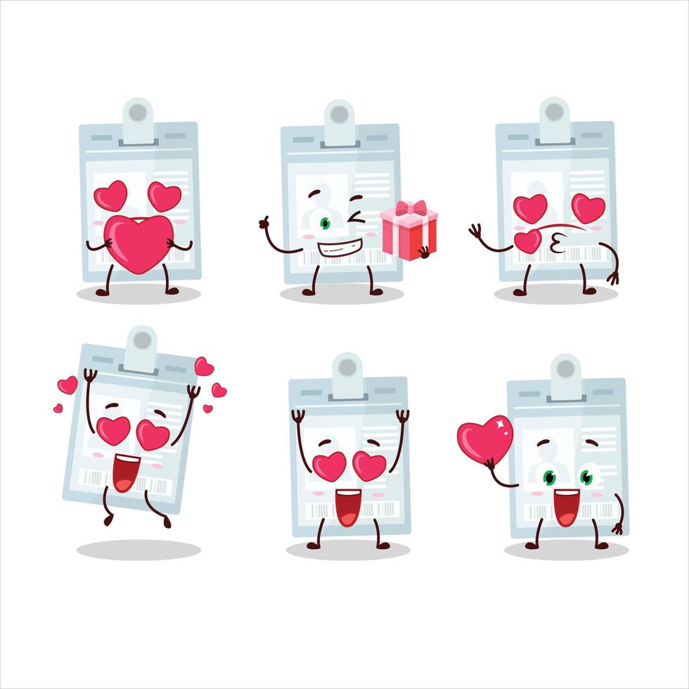 ID card cartoon character with love cute emoticon vector