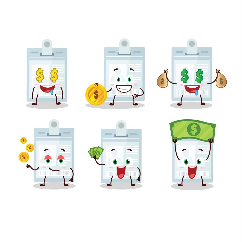 ID card cartoon character with cute emoticon bring money vector