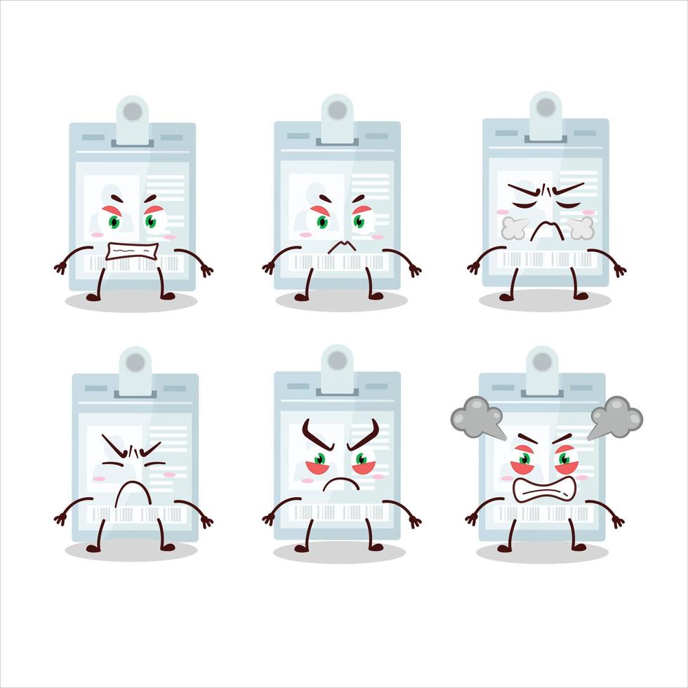ID card cartoon character with various angry expressions vector