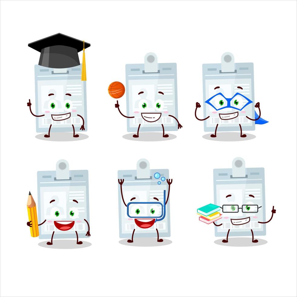 School student of id card cartoon character with various expressions vector
