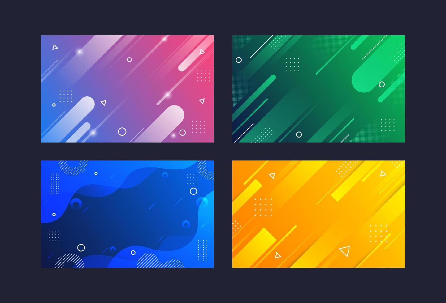 Modern background .geometric, color gradation, memphis ,4 sets collection vector