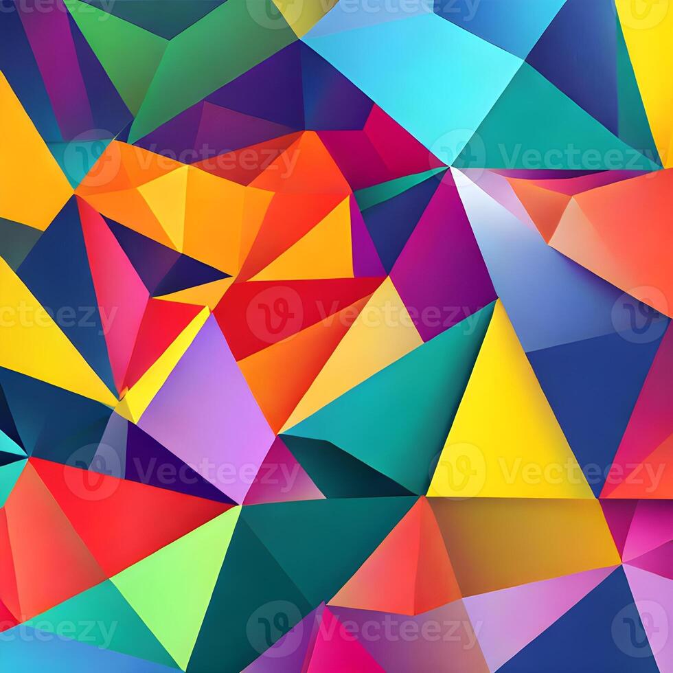 Geometric pattern of overlapping polygons in rainbow colors. Abstract background in the colors of the LGBT flag. The image was created using . Geometric texture. photo