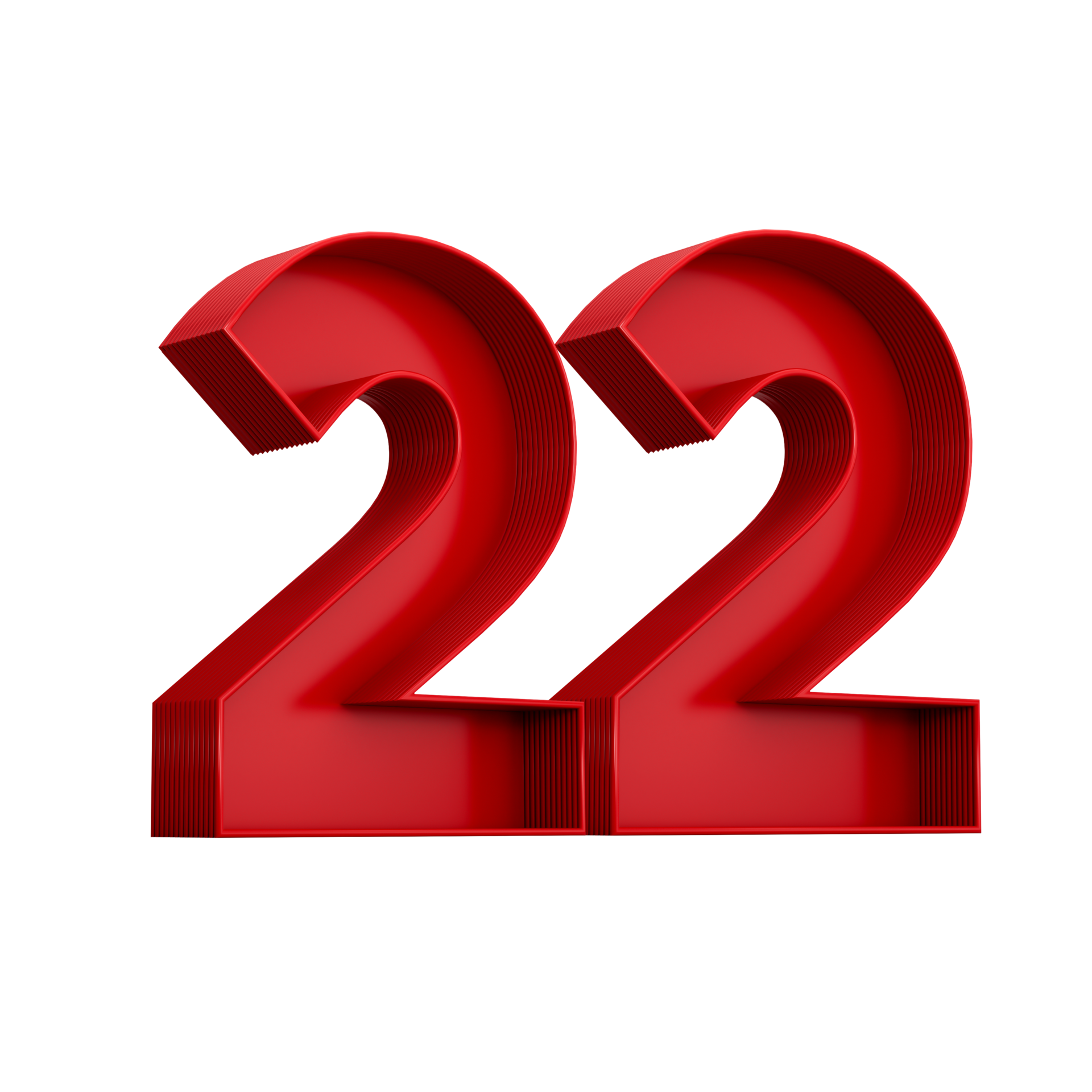 Free 3d illustration of red number 22 or Twenty two inner shadow ...