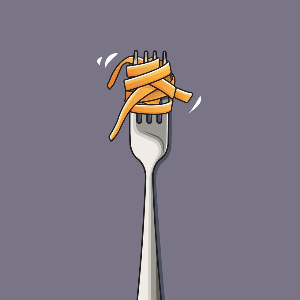 todavía vida. pasta arrollado en tenedor en contra vector ilustración Pro descargar