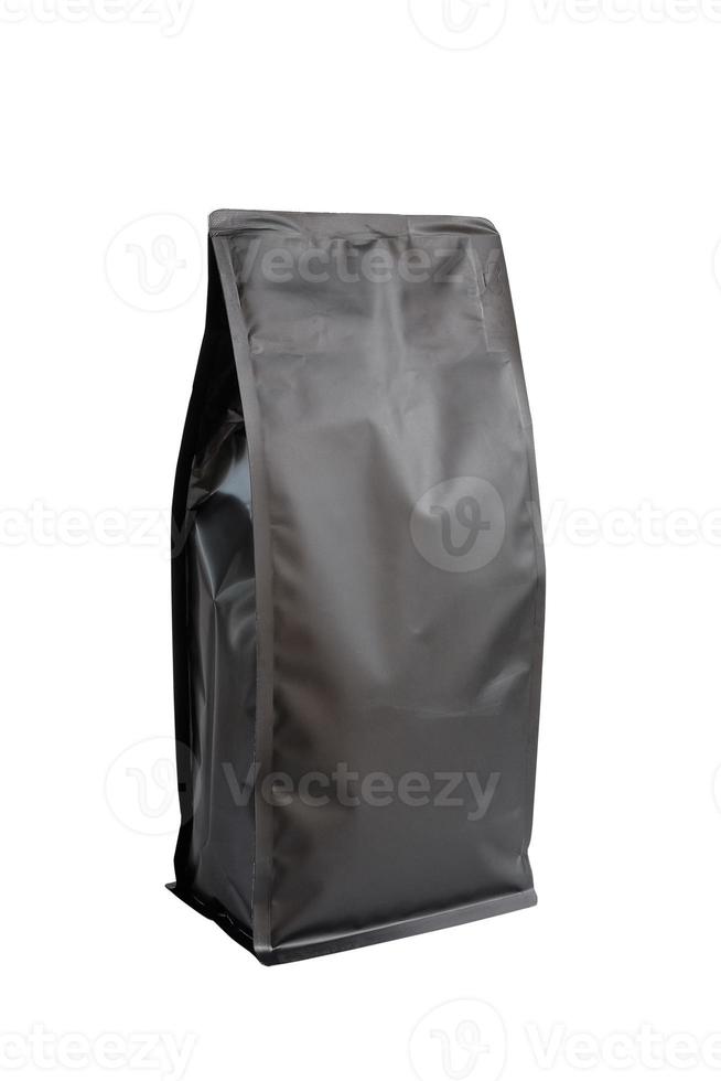 Black waterproof plastic bag And has an air inlet chip for coffee bean. photo