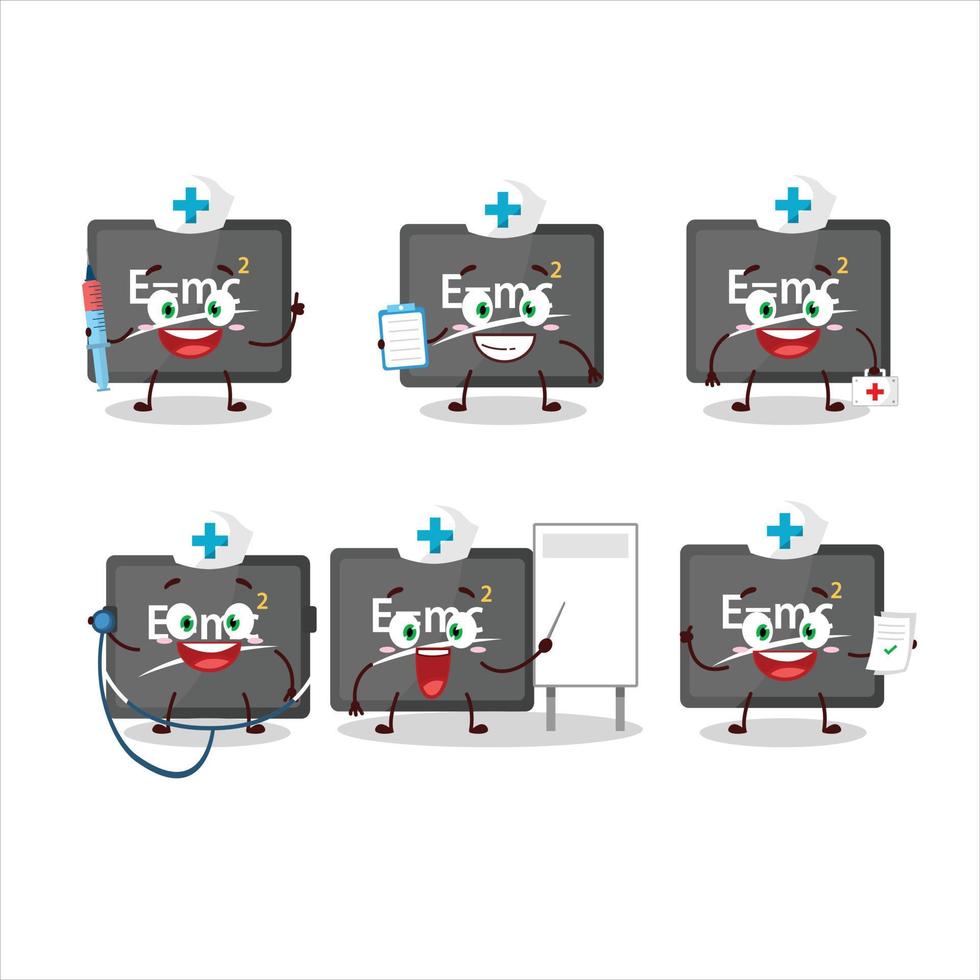 Doctor profession emoticon with physic board cartoon character vector