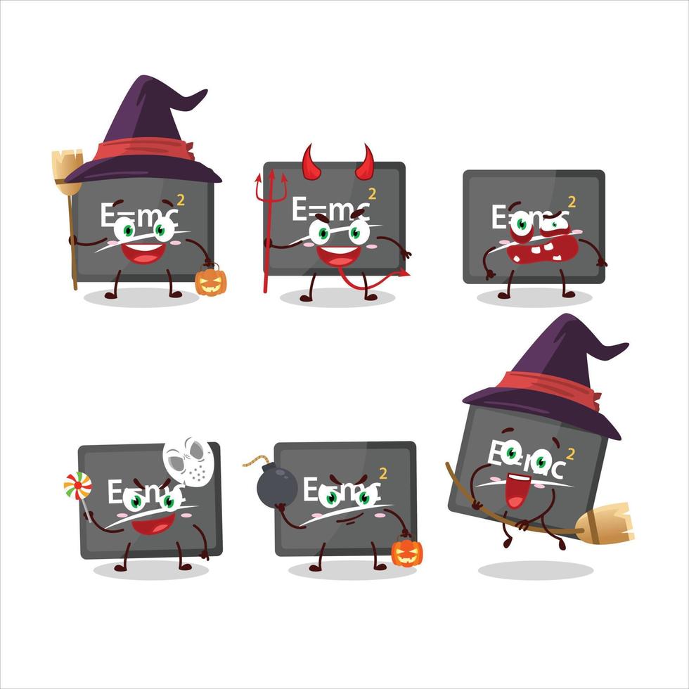 Halloween expression emoticons with cartoon character of physic board vector