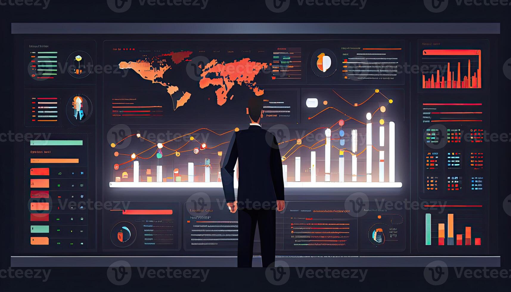 Analyst working on business analytics dashboard photo