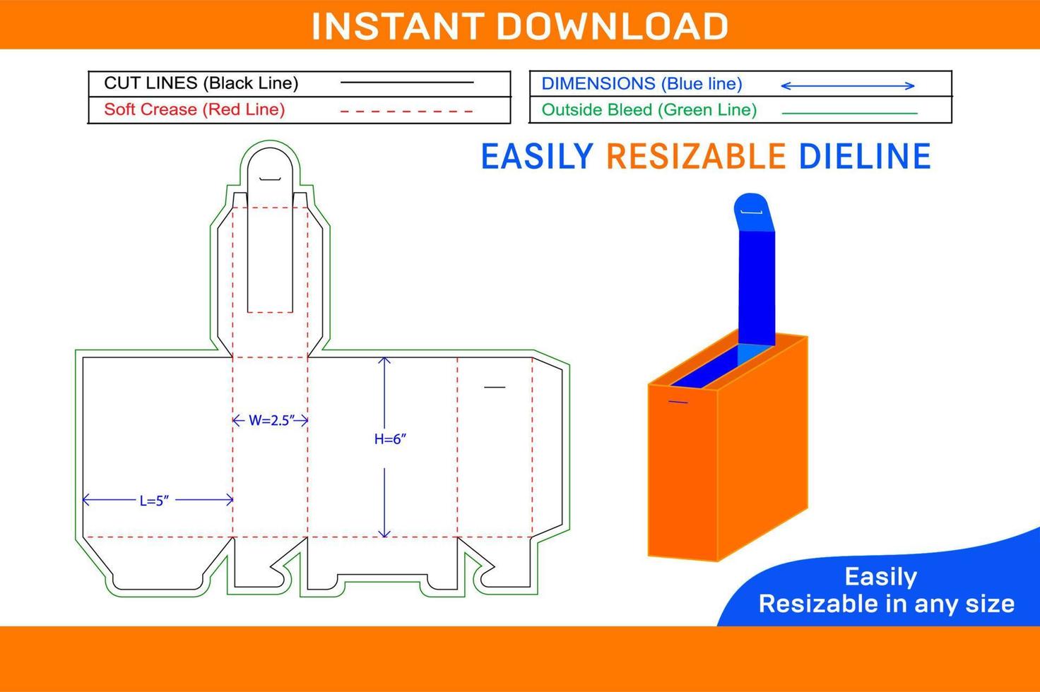 Box packaging dieline template and 3D box design Box dieline and 3D box vector