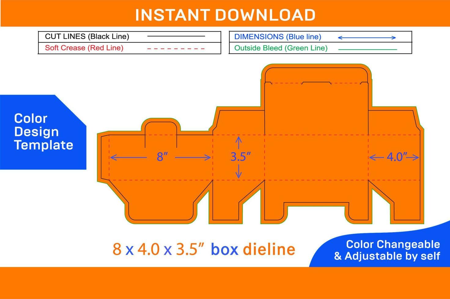 Disposable Face mask box packaging dieline template and 3D box design Color Design Template vector