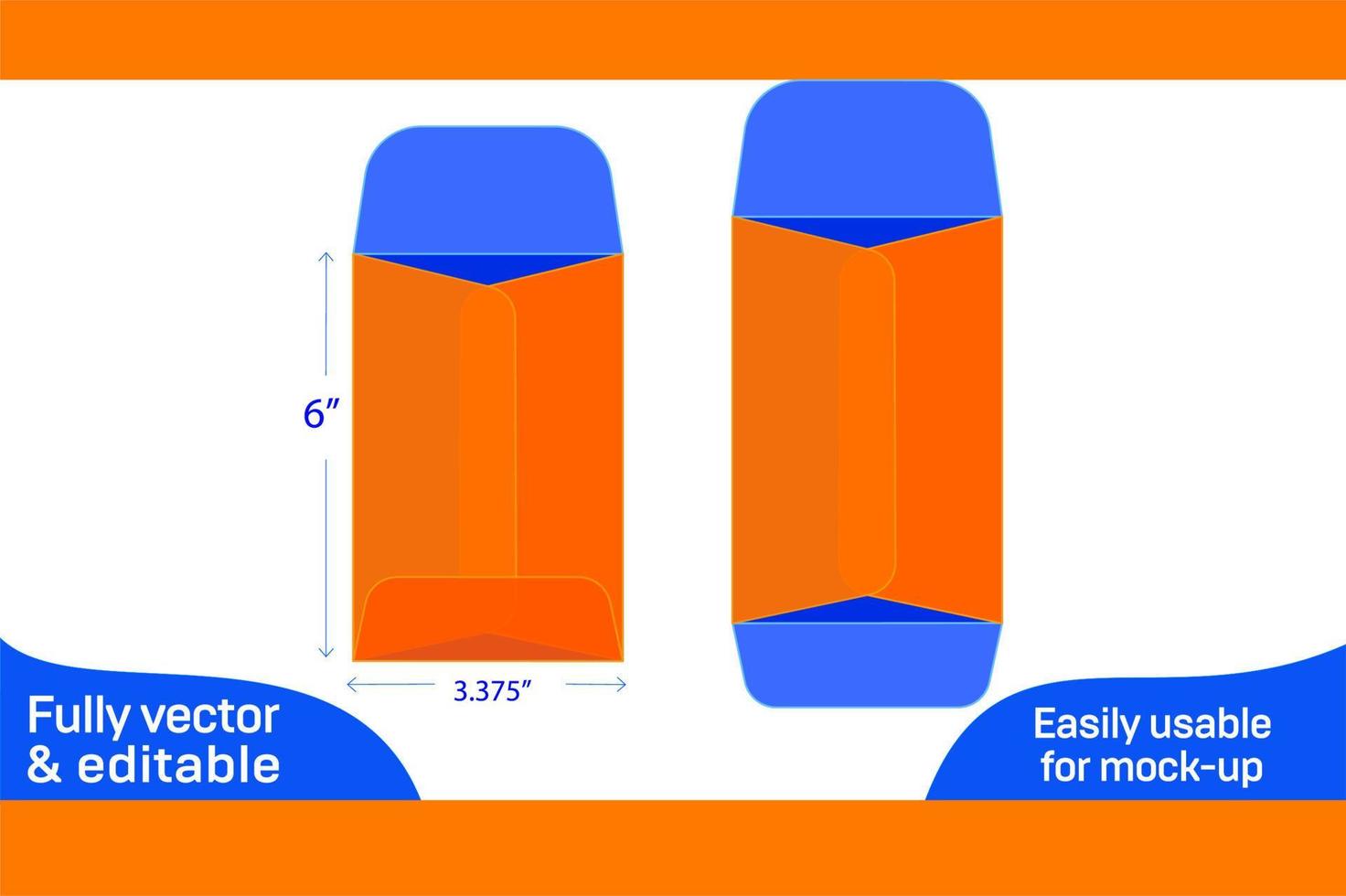 catalogar sobre o embalaje abierto final 3.375x6 pulgada sobre dieline modelo 3d caja vector