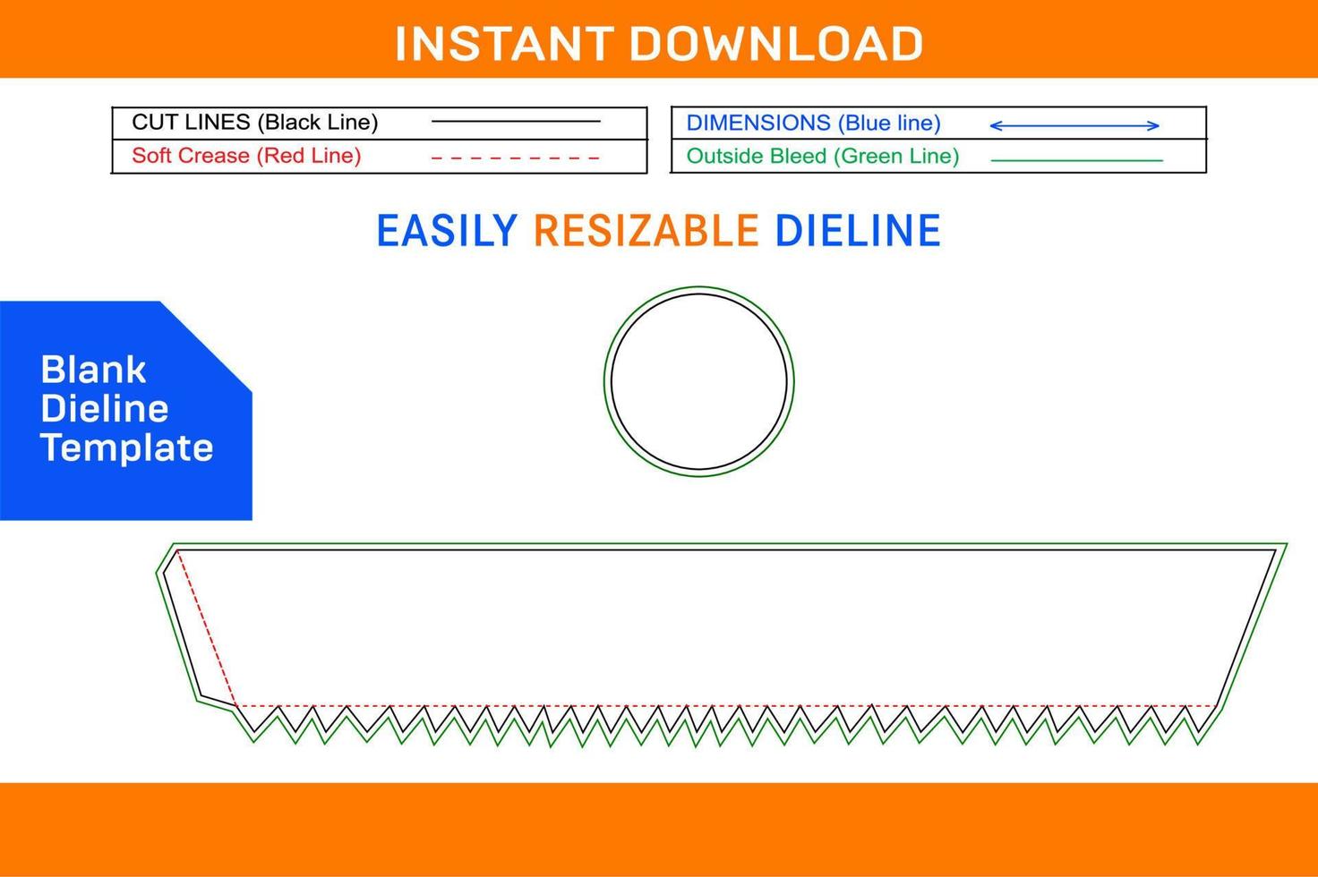 Circle box dieline template and 3D box design Blank dieline template vector