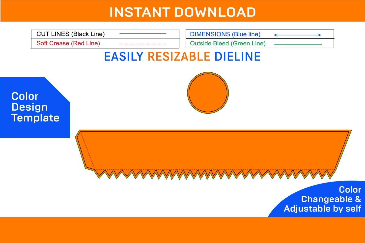 Circle box dieline template and 3D box design Color Design Template vector