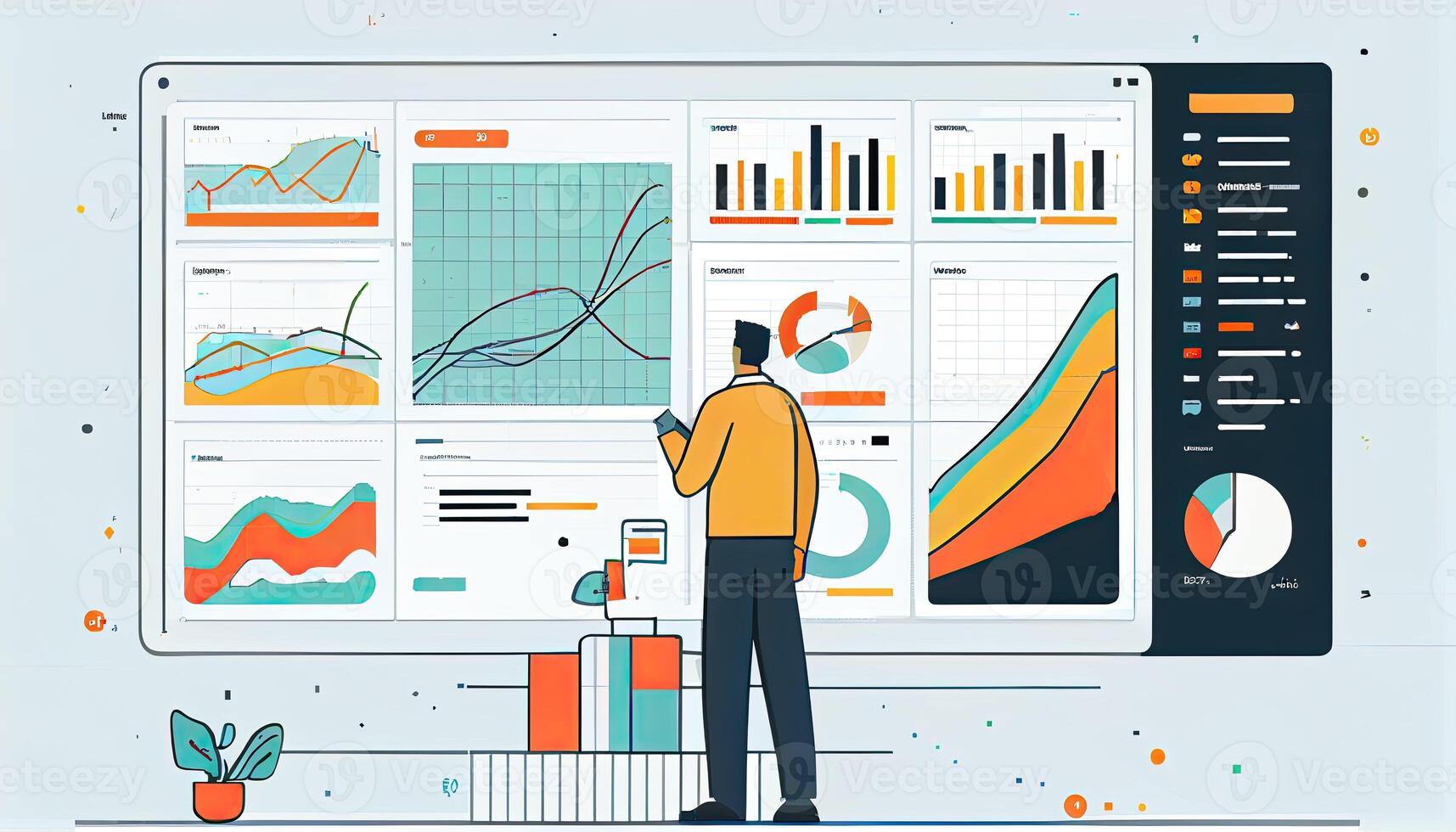 Analyst working on business analytics dashboard photo