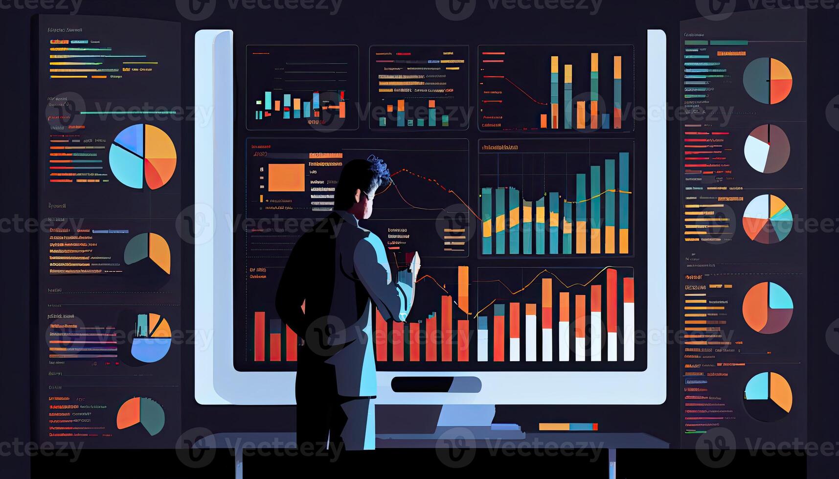 Analyst working on business analytics dashboard photo