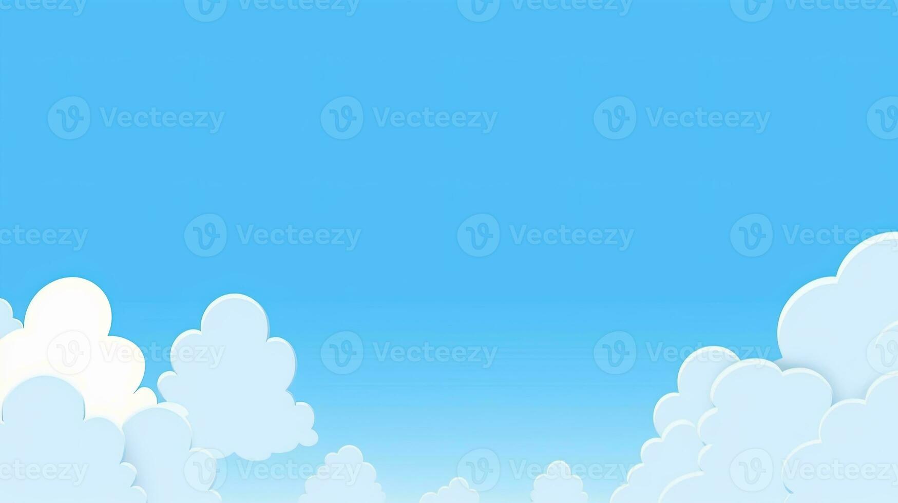 Paper clouds on blue sky background. 3D illustration with copy space photo