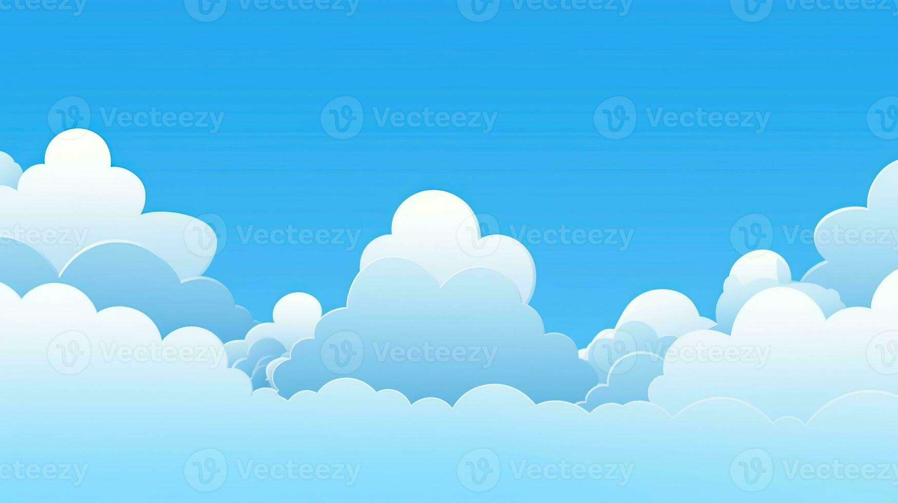 Paper clouds on blue sky background. 3D illustration with copy space photo