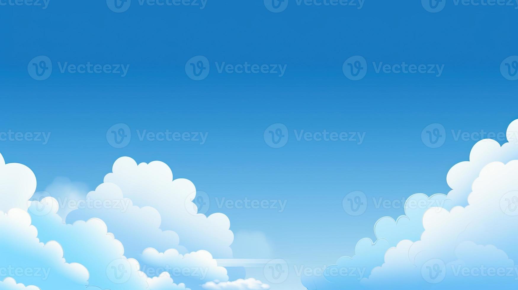 Paper clouds on blue sky background. 3D illustration with copy space photo