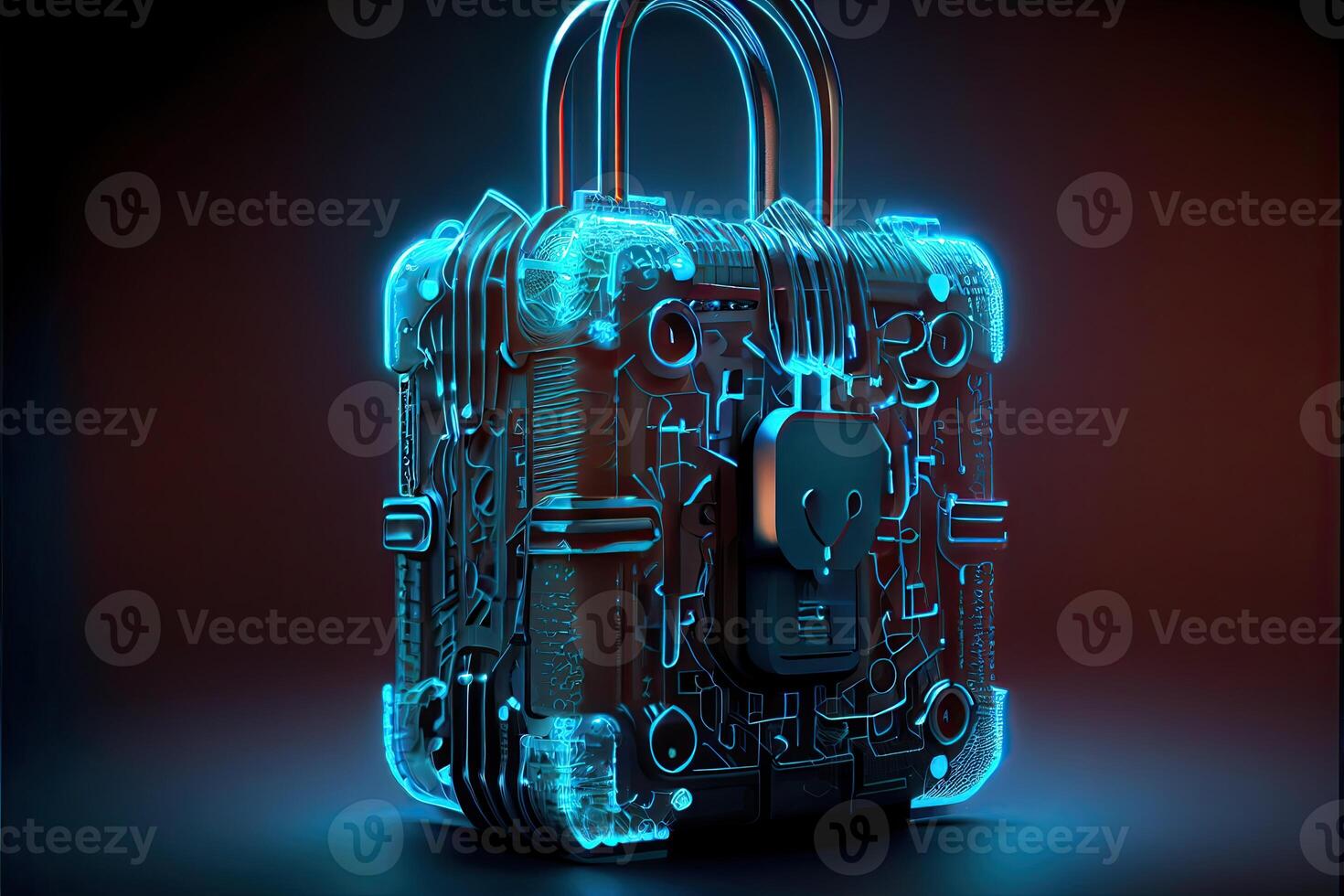 Cyber security network. digital padlock with data protection, technology networking and social network photo