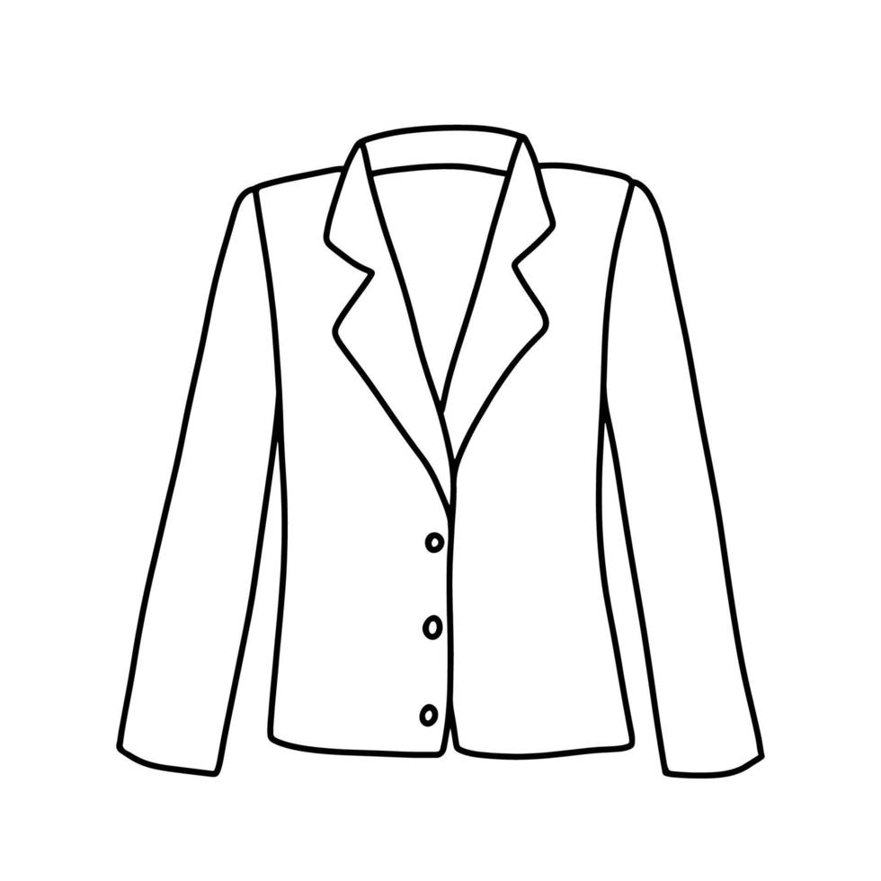 Man jacket doodle illustration. Hand drawn classical jacket icon. Doodle outline illustration vector